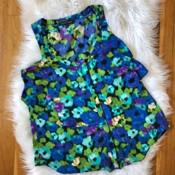 Cynthia Steffe Watercolor Floral Tiered Blouse S - Picture 7 of 7